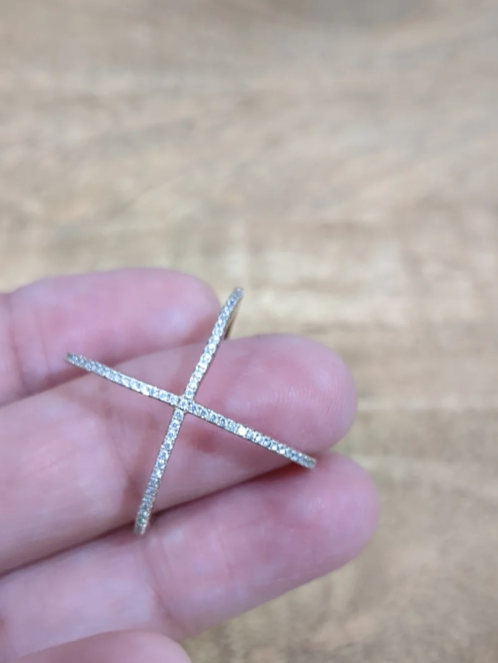 Elegant Crisscross Pave Ring - Sterling Silver